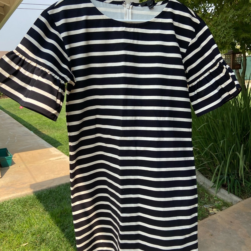 NWT I J. CREW I black and cream striped dress